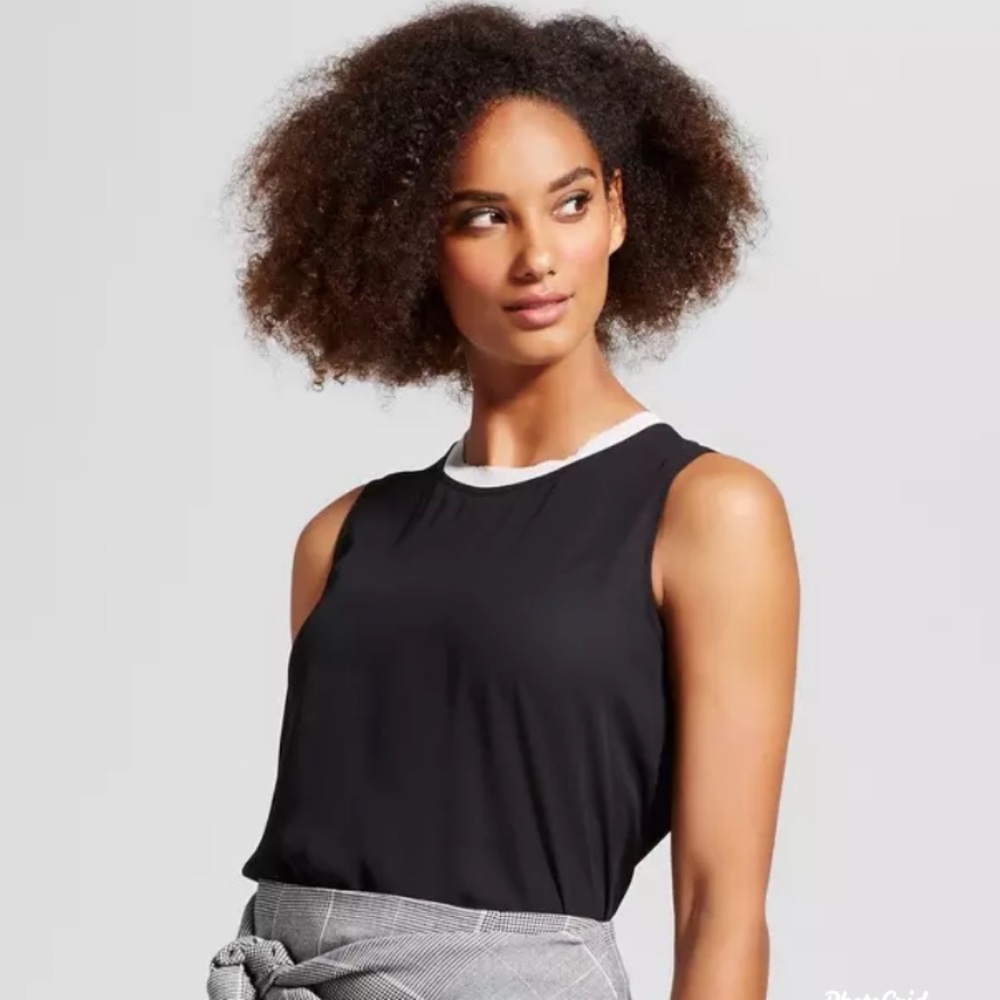 Who What Wear Sleeveless Black Sheer Top Small
